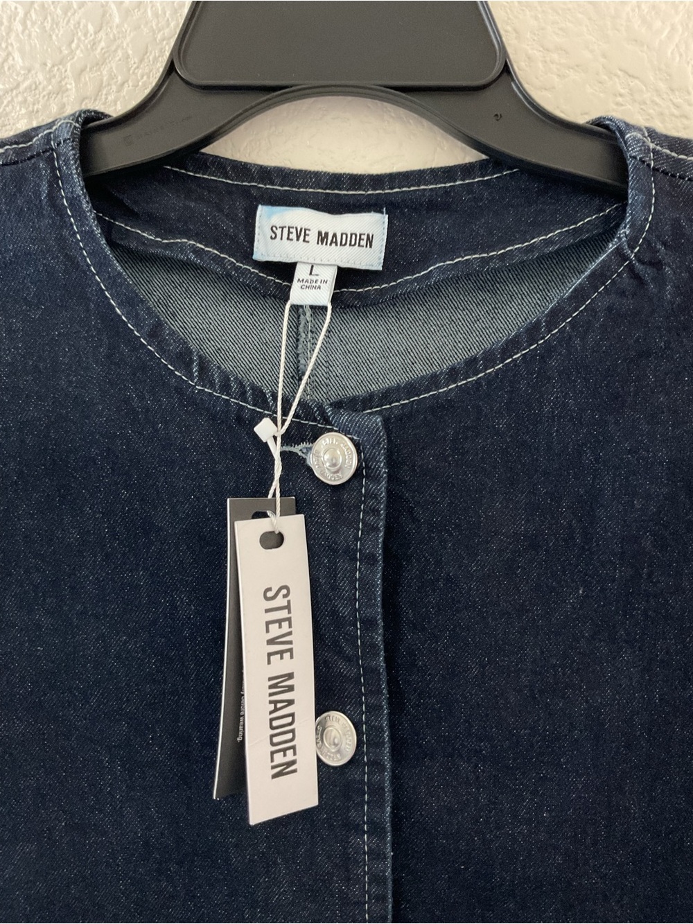 Steve Madden Abigale Peplum Denim Blue Blazer Jacket - Picture 3 of 5